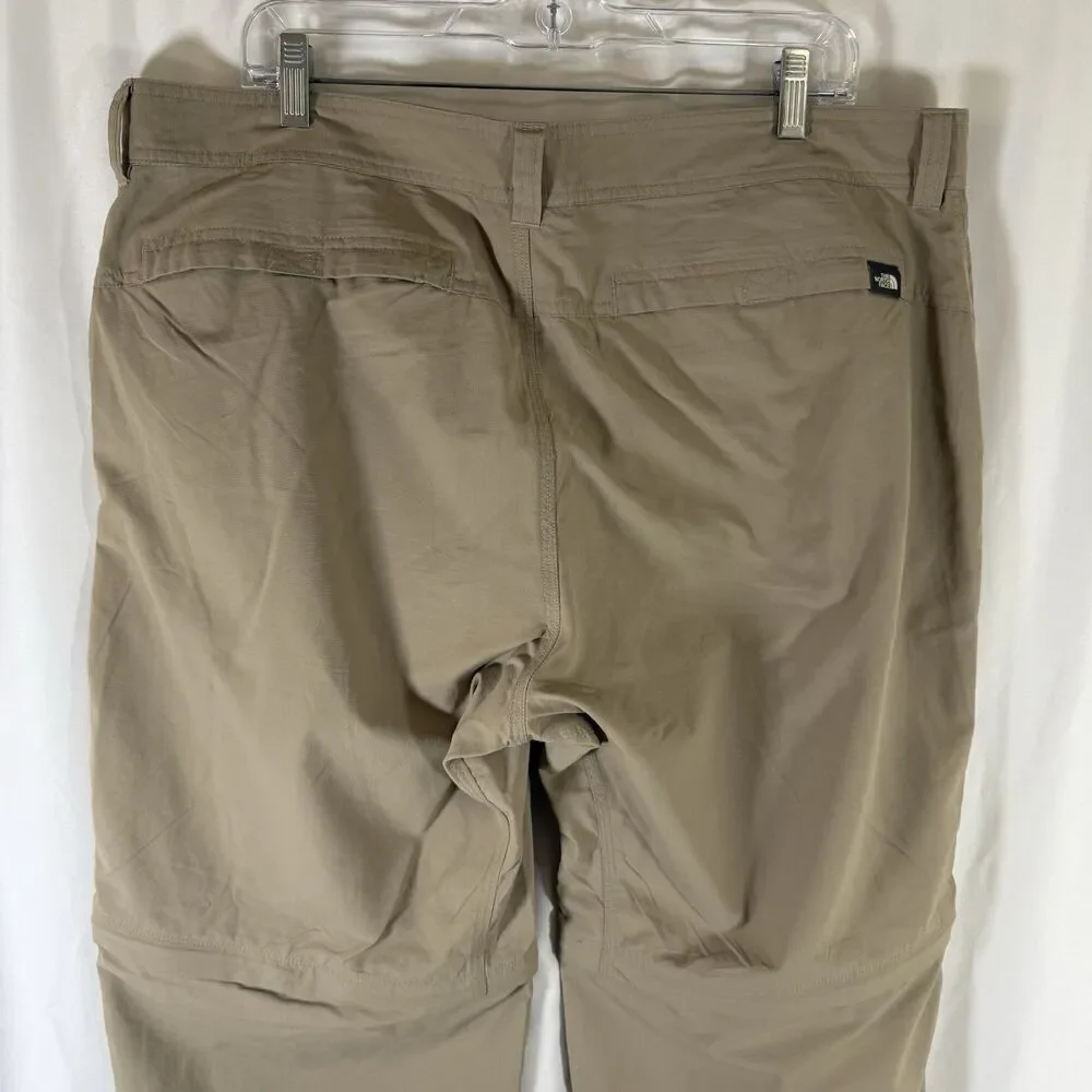 North Face Hiking Convertible Pants Men's 40x30 Khaki Zip Pocket Snap Zip